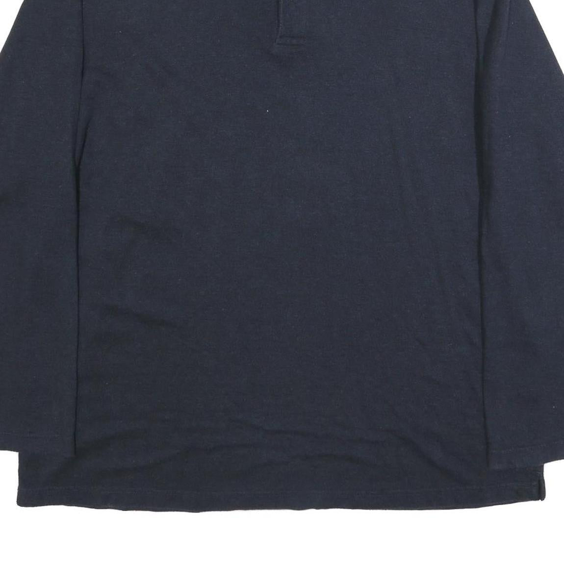CHAPS RALPH LAUREN Mens Navy Blue Long Sleeve Plain 2XL Cotton Blend Polo Shirt