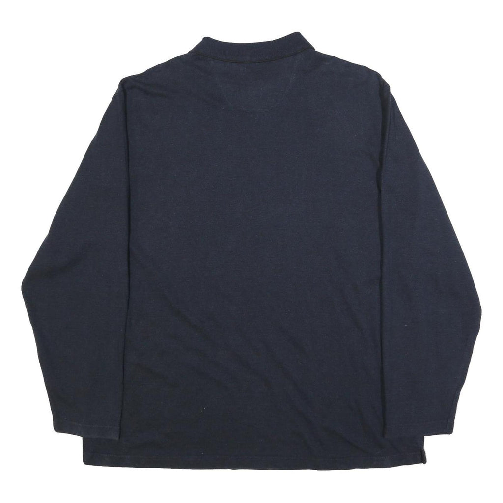CHAPS RALPH LAUREN Mens Navy Blue Long Sleeve Plain 2XL Cotton Blend Polo Shirt