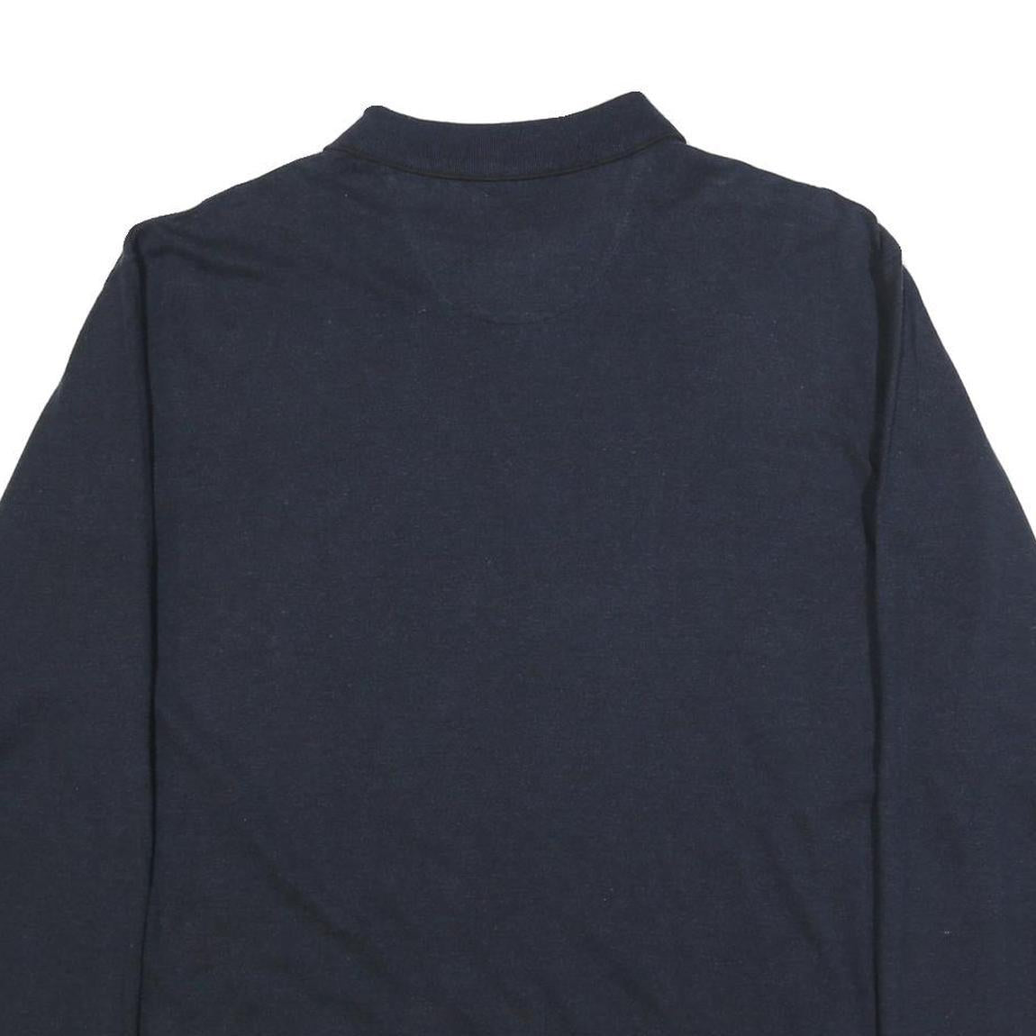 CHAPS RALPH LAUREN Mens Navy Blue Long Sleeve Plain 2XL Cotton Blend Polo Shirt