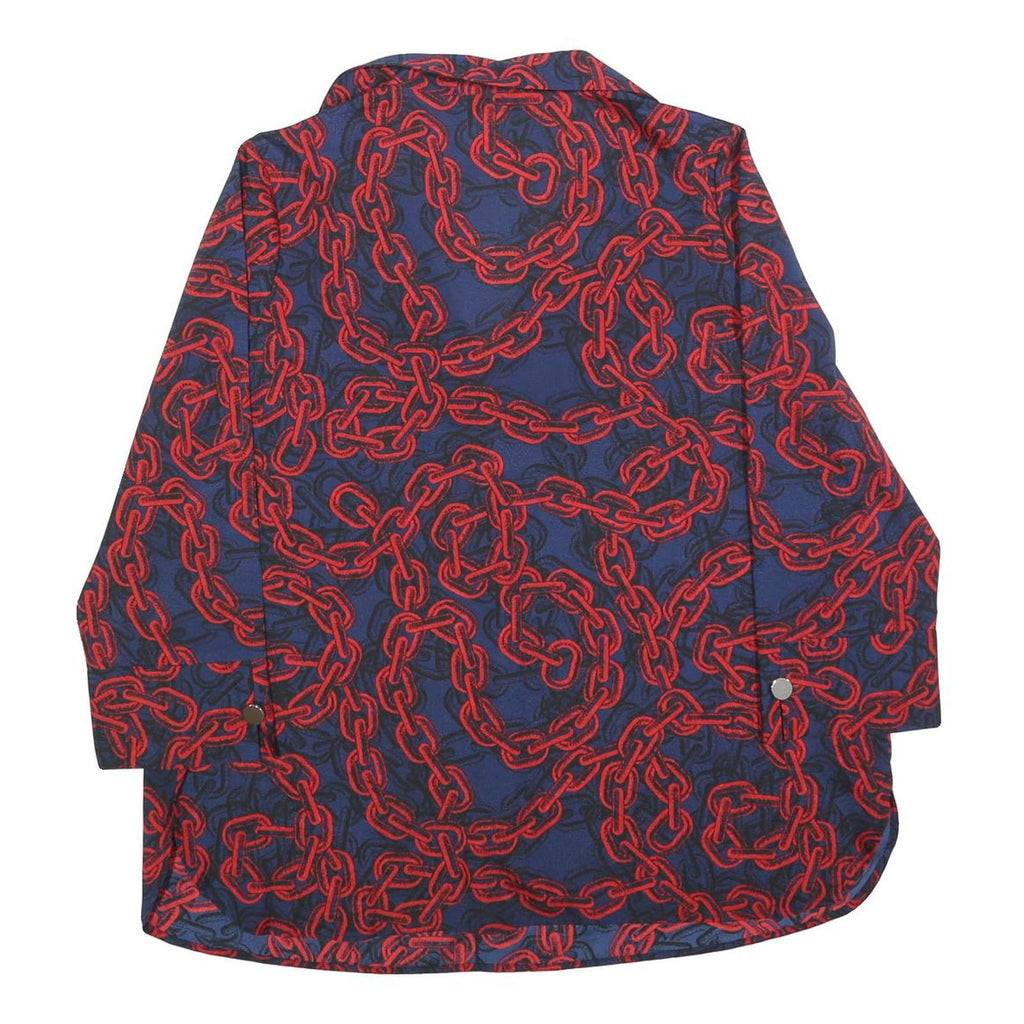 RICK CARDONA Womens Blue & Red Printed Shirt Long Sleeve V-Neck XL Stylish