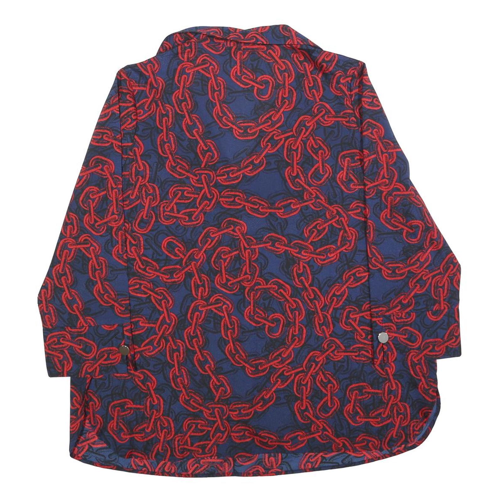 RICK CARDONA Womens Blue & Red Printed Shirt Long Sleeve V-Neck XL Stylish