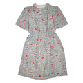 Womens Day Dress White Crazy Pattern Short Sleeve Knee Length L