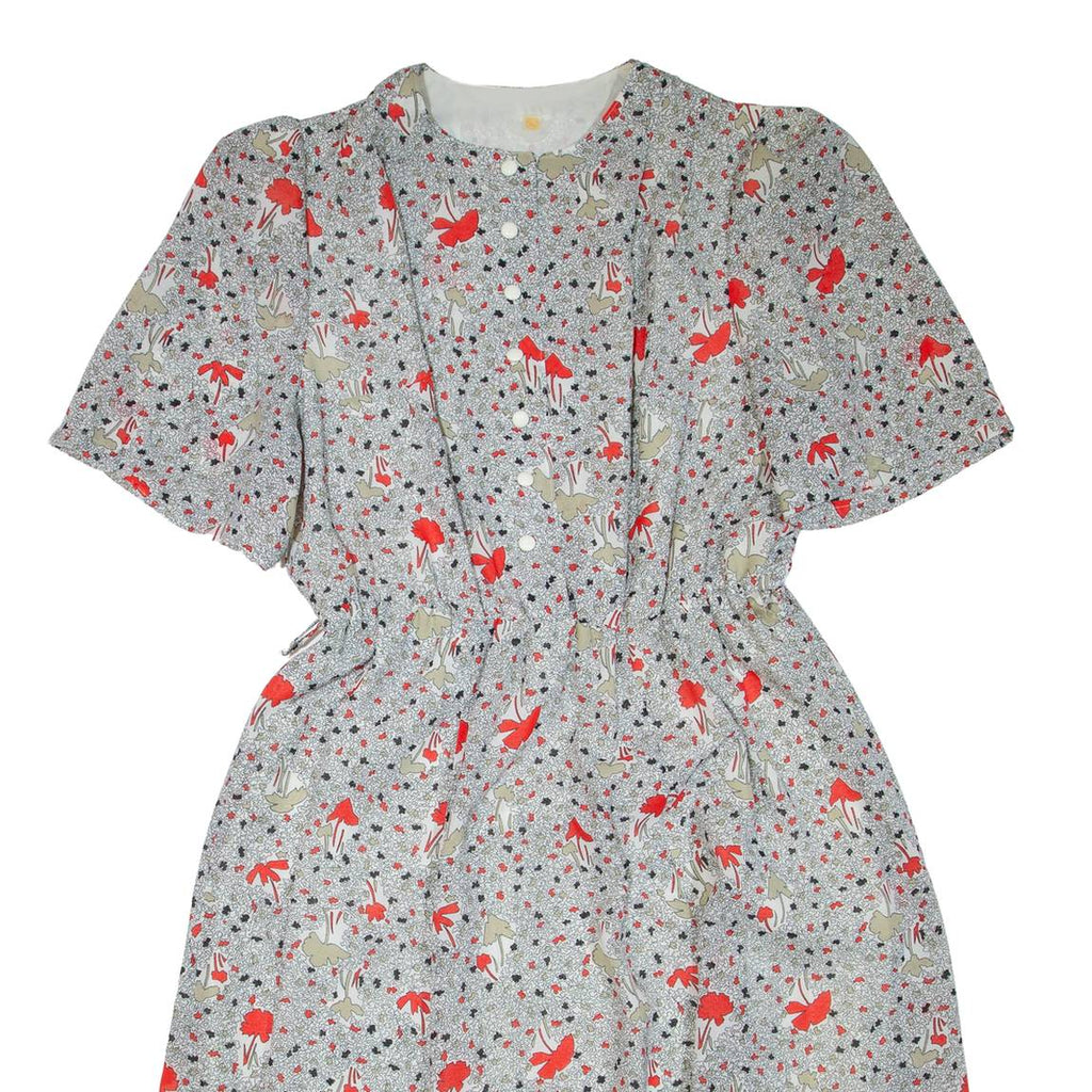 Womens Day Dress White Crazy Pattern Short Sleeve Knee Length L
