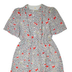Womens Day Dress White Crazy Pattern Short Sleeve Knee Length L