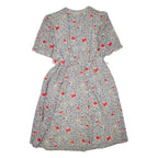 Womens Day Dress White Crazy Pattern Short Sleeve Knee Length L