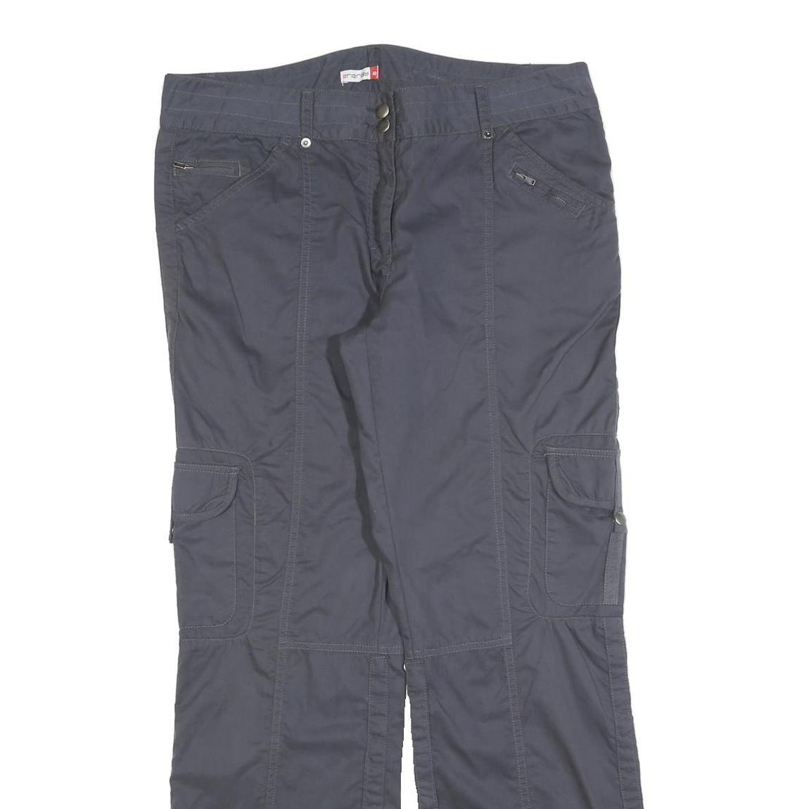 ENERGY Mens Polyester Blend Navy Regular Cargo Trousers W34 L32 Zip Pockets