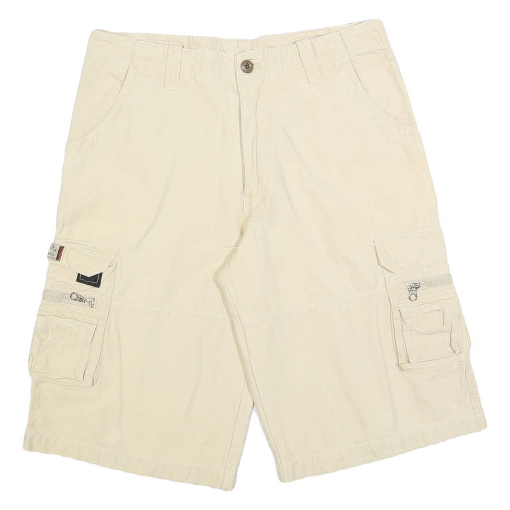 Mens Casual Beige Cargo Cotton Blend Shorts M W32 Multi Pocket Utility