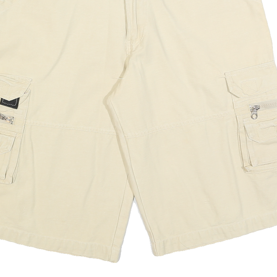 Mens Casual Beige Cargo Cotton Blend Shorts M W32 Multi Pocket Utility