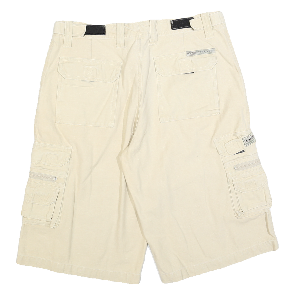 Mens Casual Beige Cargo Cotton Blend Shorts M W32 Multi Pocket Utility