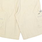 Mens Casual Beige Cargo Cotton Blend Shorts M W32 Multi Pocket Utility