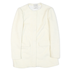 ZARA Womens White Cream Button Jacket XS Polyester Blend Plain Elegant