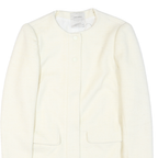 ZARA Womens White Cream Button Jacket XS Polyester Blend Plain Elegant