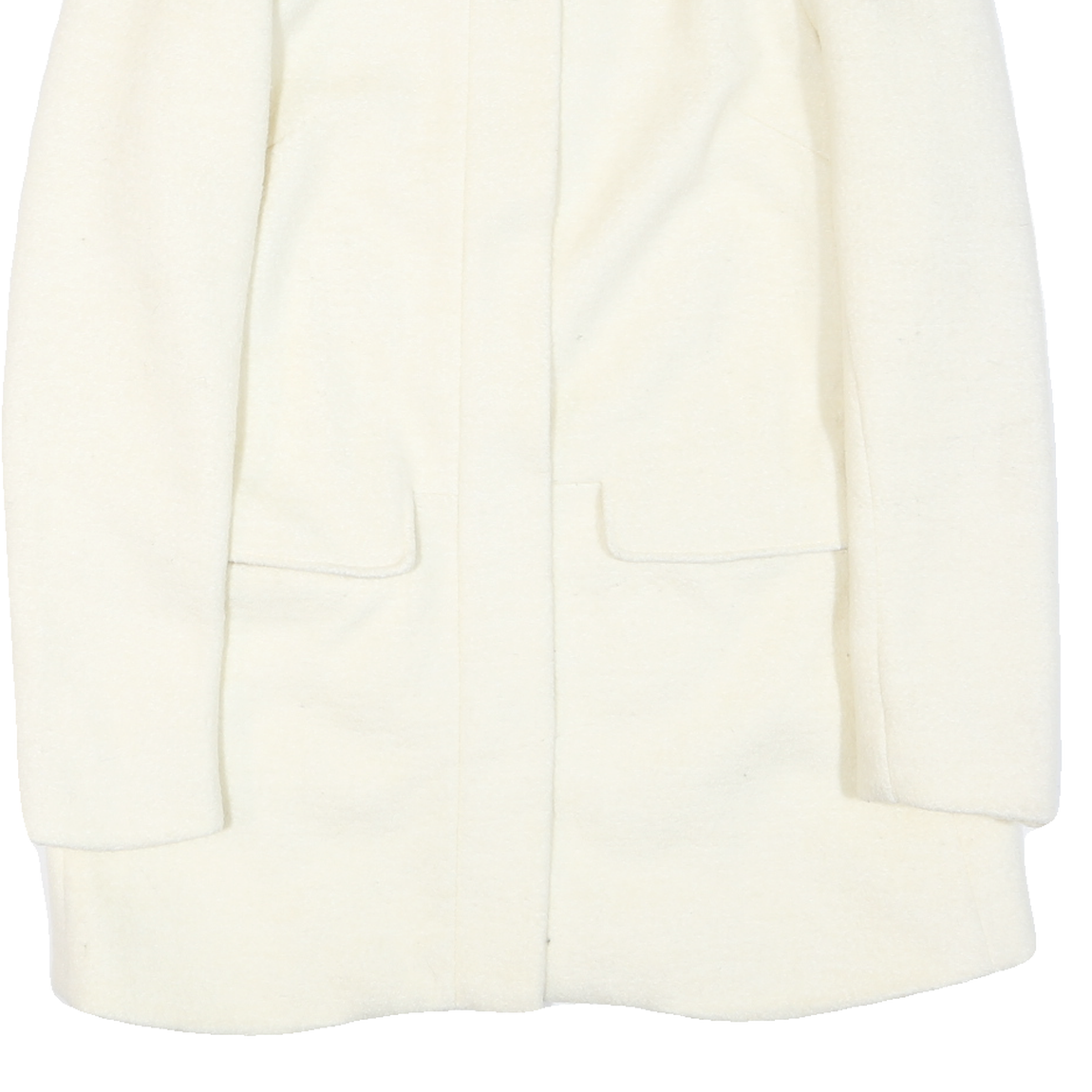 ZARA Womens White Cream Button Jacket XS Polyester Blend Plain Elegant