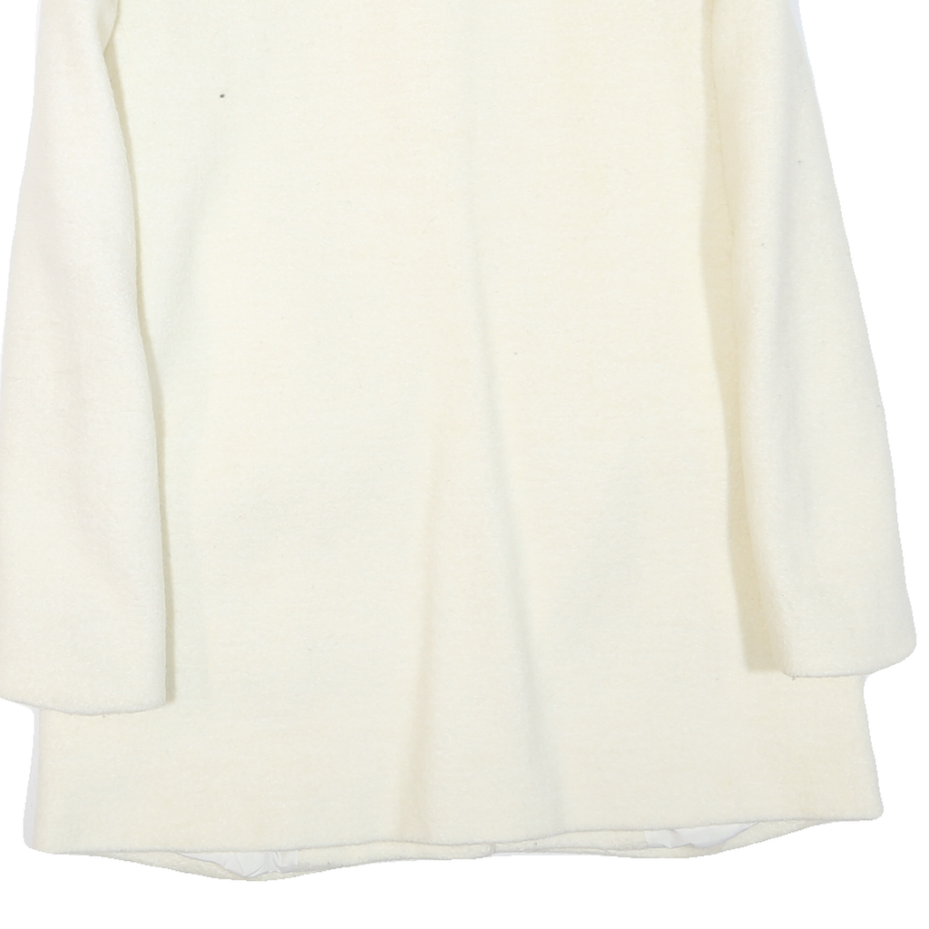 ZARA Womens White Cream Button Jacket XS Polyester Blend Plain Elegant