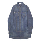 PRIMO EMPORIO Womens Blue Denim Shirt Dress Cotton Blend Long Sleeve S Casual