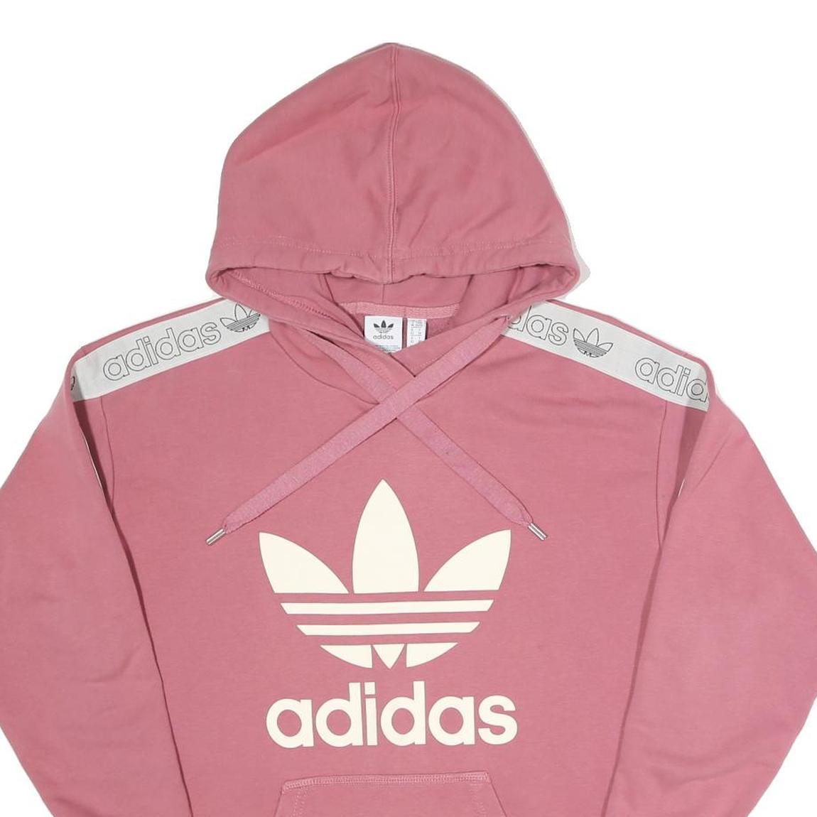 ADIDAS Womens Pink Hoodie UK 6 Trefoil Logo Pullover Casual Sweatshirt