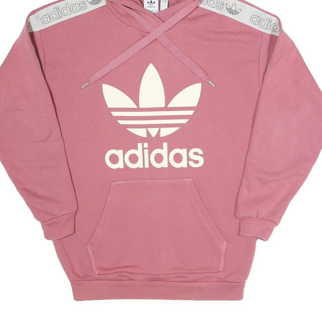 ADIDAS Womens Pink Hoodie UK 6 Trefoil Logo Pullover Casual Sweatshirt