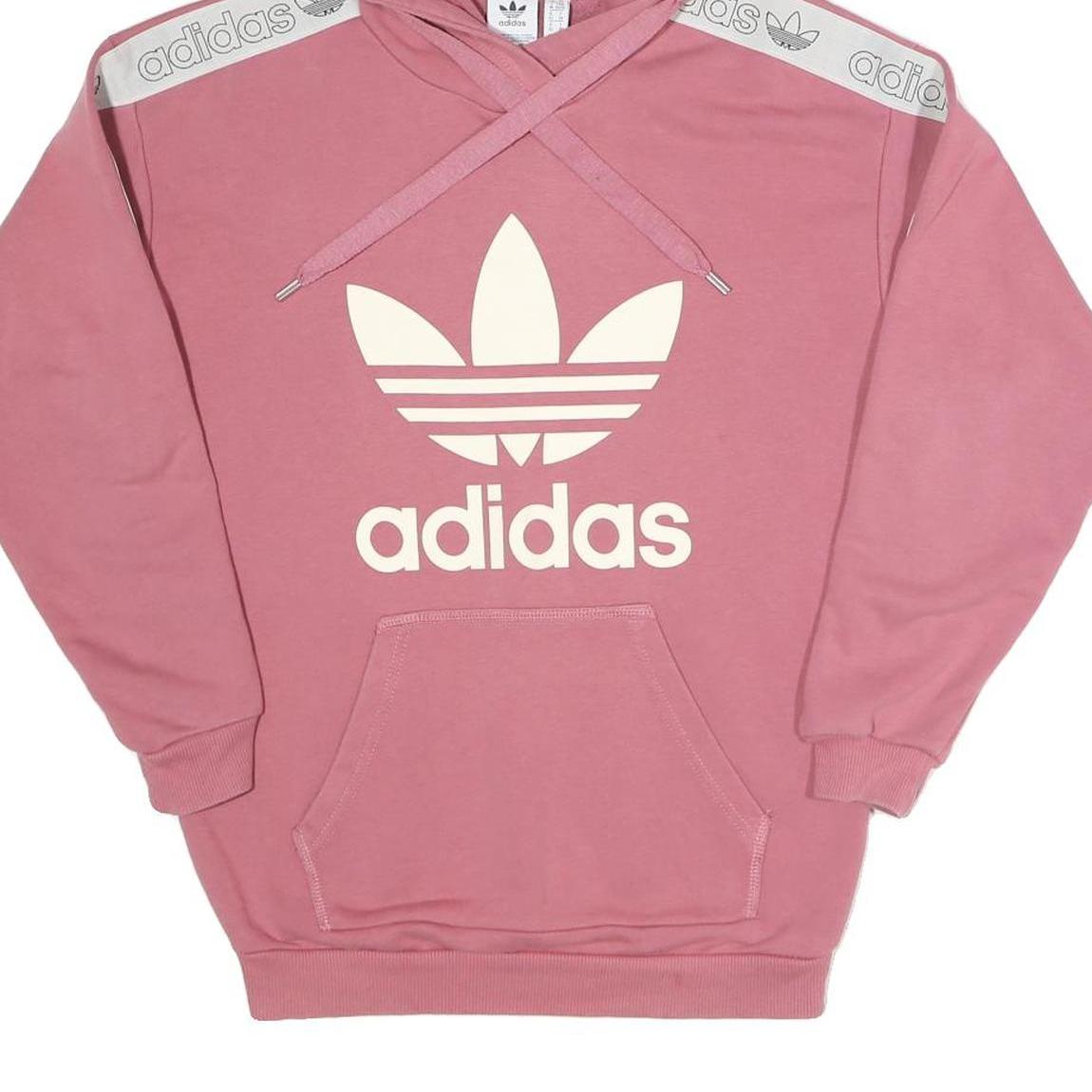 ADIDAS Womens Pink Hoodie UK 6 Trefoil Logo Pullover Casual Sweatshirt