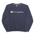 CHAMPION Mens Blue Navy Crew Neck M Sweatshirt Cotton Blend Logo Pullover
