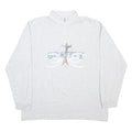 MASER SPORTSWEAR Mens Grey Pullover Sweatshirt L Cotton Blend Half Zip Ski Print