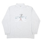 MASER SPORTSWEAR Mens Grey Pullover Sweatshirt L Cotton Blend Half Zip Ski Print