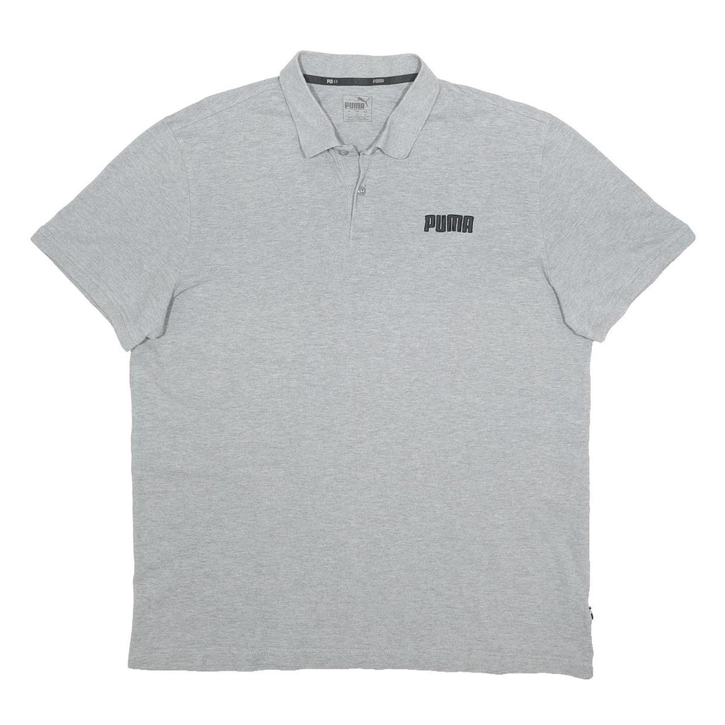 PUMA Mens Grey Short Sleeve Plain Polo Shirt XL Cotton Blend Casual