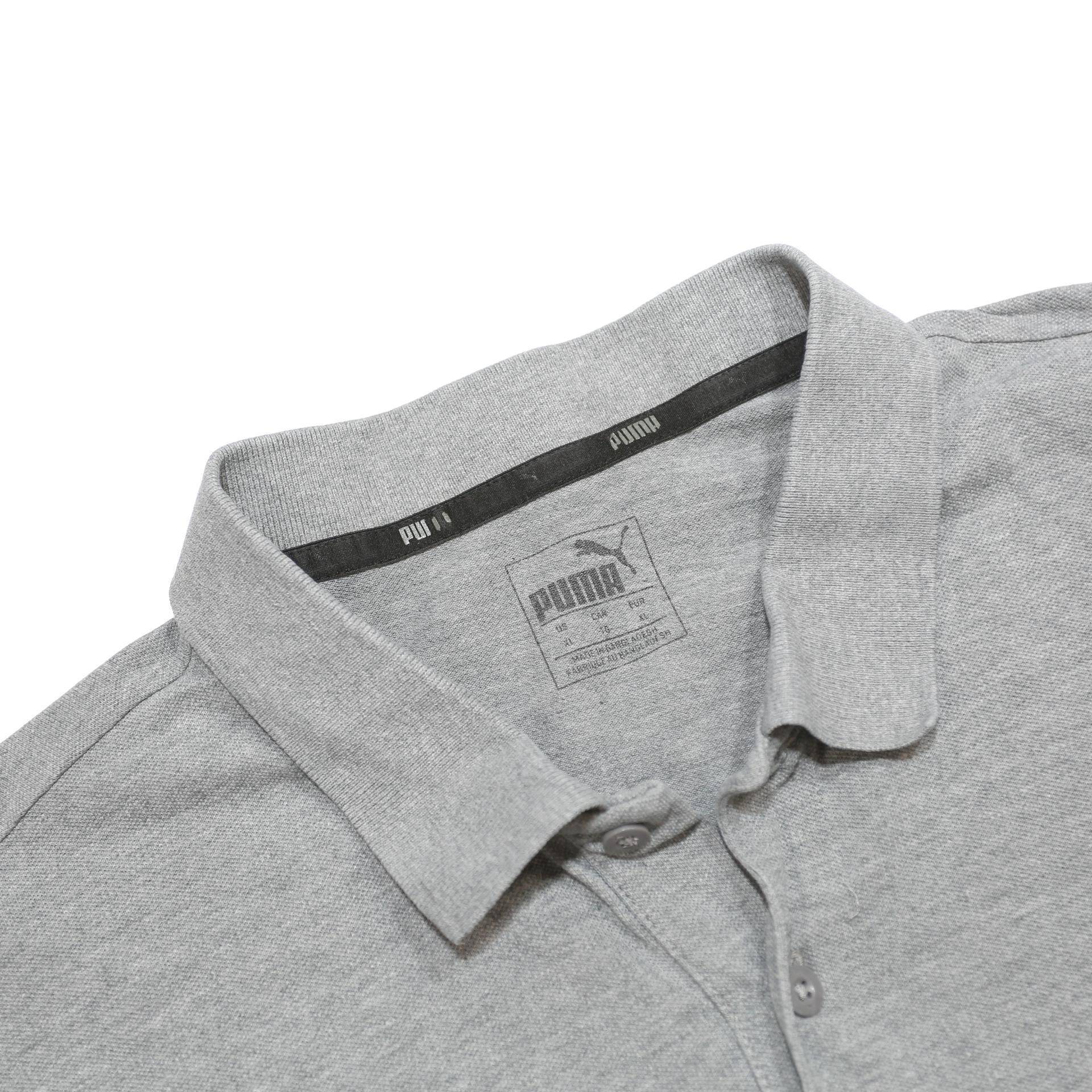 PUMA Mens Grey Short Sleeve Plain Polo Shirt XL Cotton Blend Casual