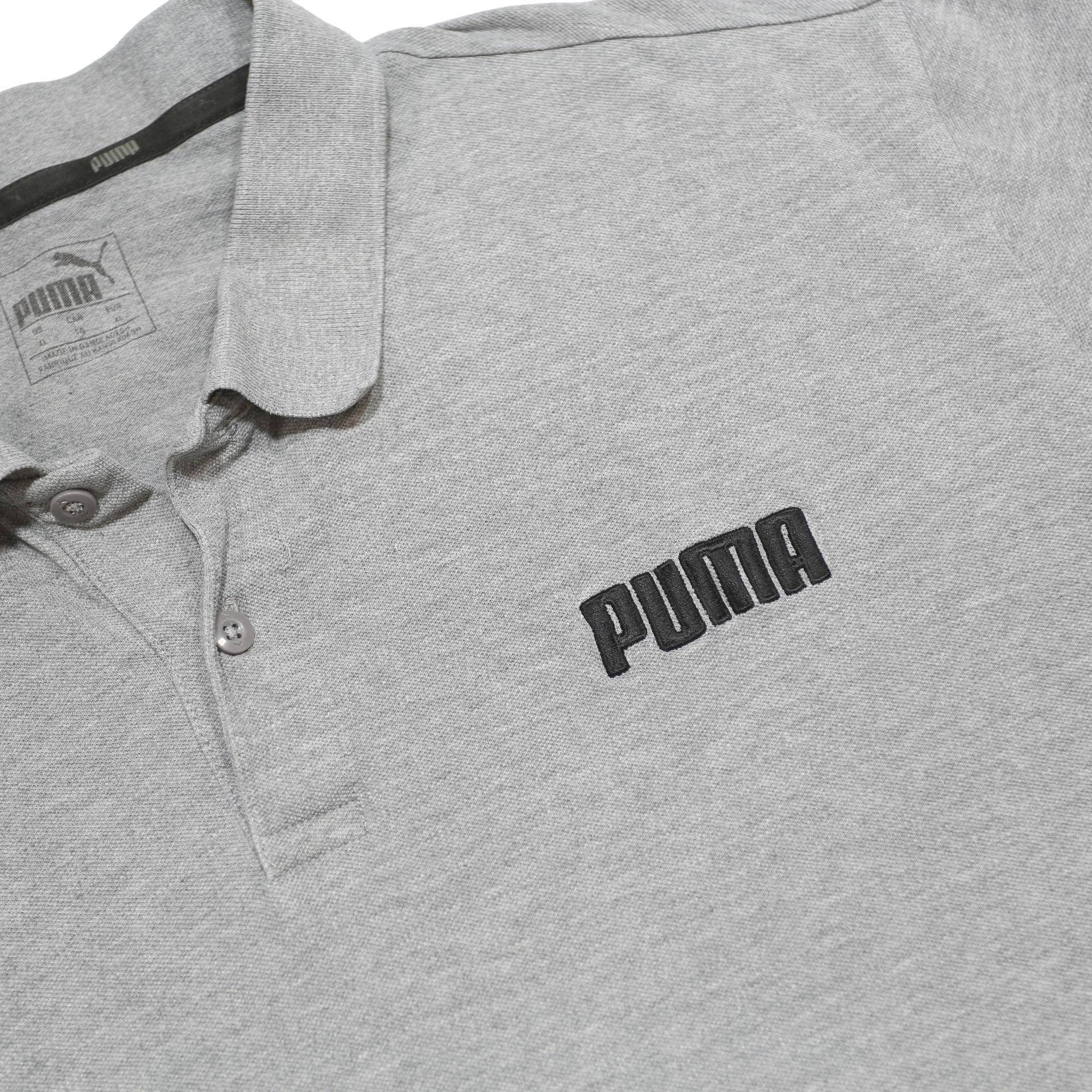 PUMA Mens Grey Short Sleeve Plain Polo Shirt XL Cotton Blend Casual