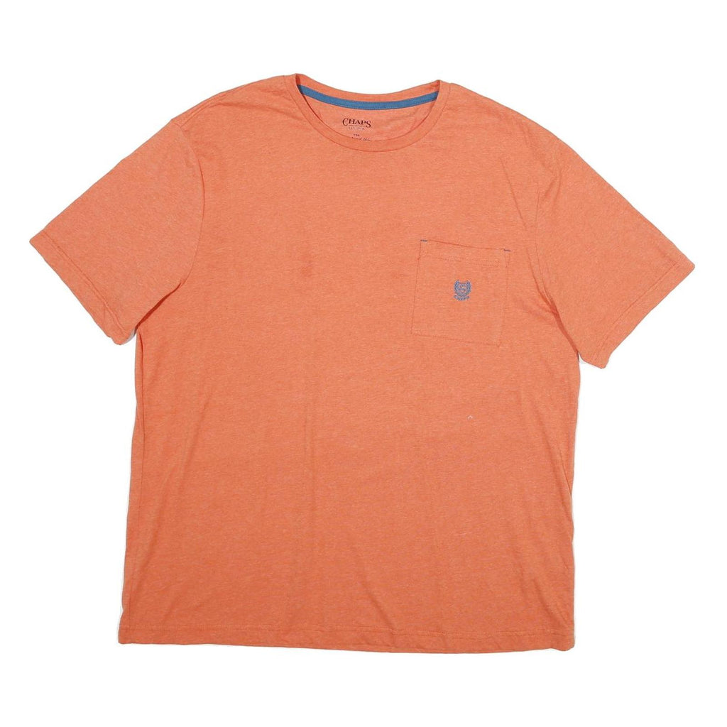 CHAPS Mens Orange Pocket T-Shirt XL Short Sleeve Crew Neck Classic Cotton