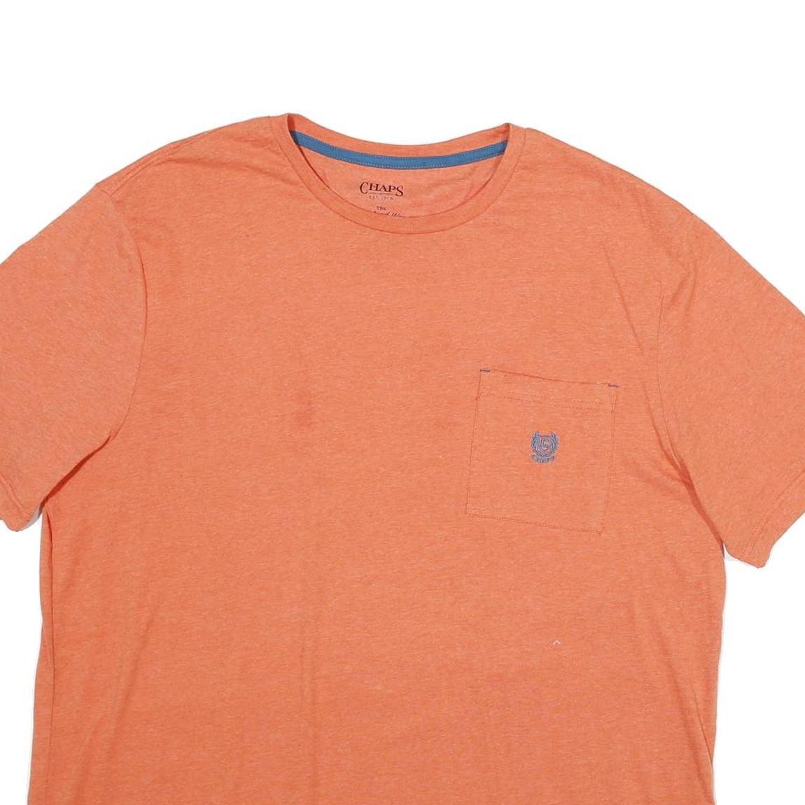 CHAPS Mens Orange Pocket T-Shirt XL Short Sleeve Crew Neck Classic Cotton