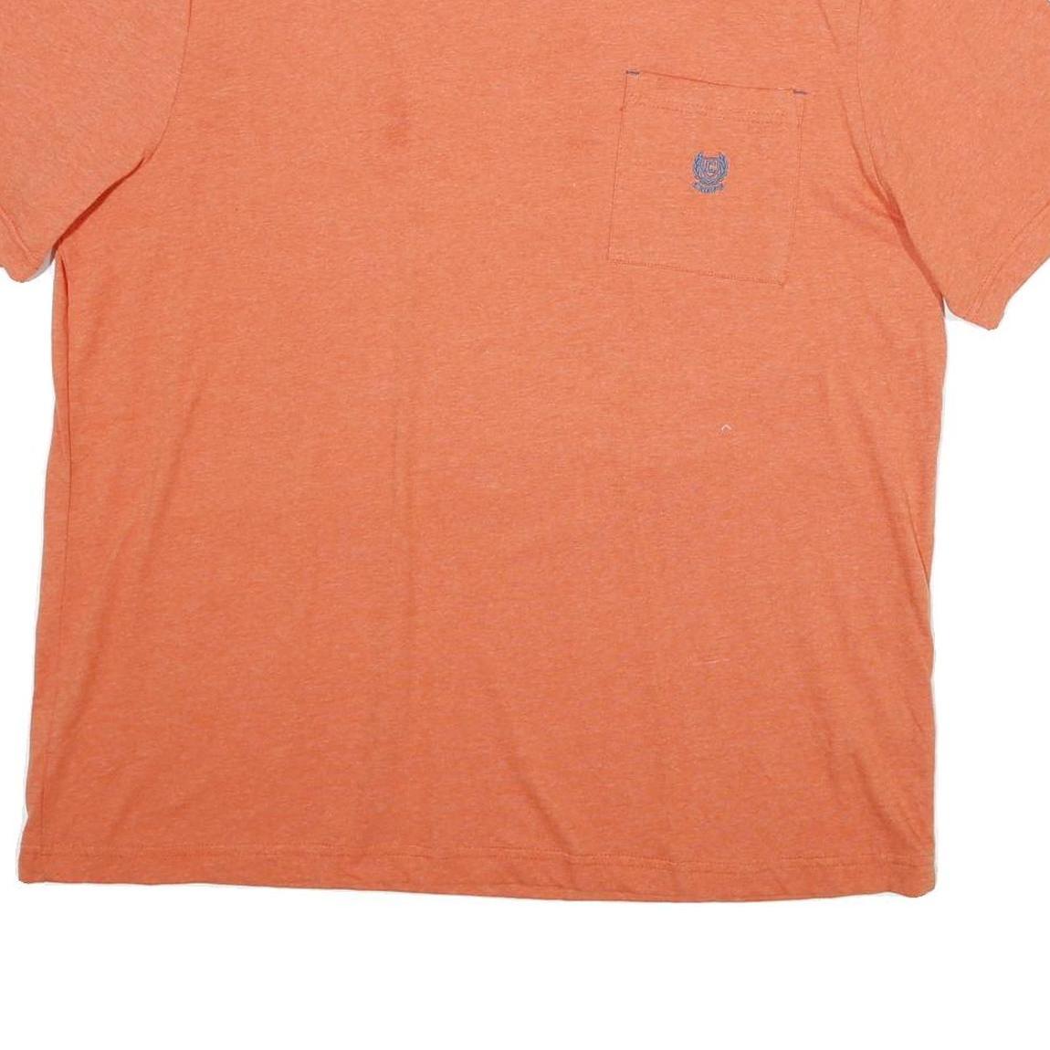 CHAPS Mens Orange Pocket T-Shirt XL Short Sleeve Crew Neck Classic Cotton