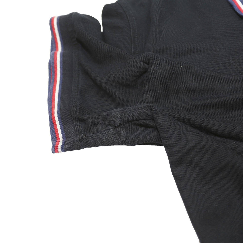 TOMMY HILFIGER Mens Black Short Sleeve Plain Polo Shirt L Classic Fit Contrast