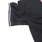 TOMMY HILFIGER Mens Black Short Sleeve Plain Polo Shirt L Classic Fit Contrast