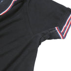 TOMMY HILFIGER Mens Black Short Sleeve Plain Polo Shirt L Classic Fit Contrast