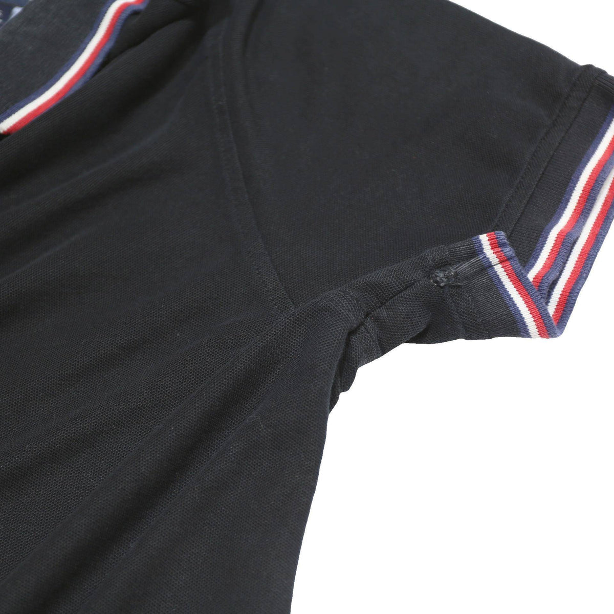 TOMMY HILFIGER Mens Black Short Sleeve Plain Polo Shirt L Classic Fit Contrast