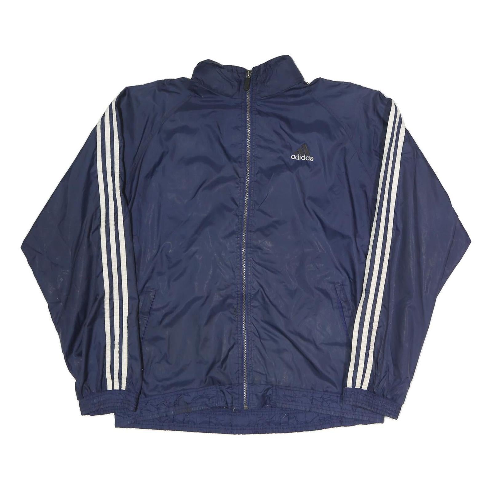 ADIDAS Mens Blue & White Track Jacket M Polyester Blend Plain Zip Sportswear