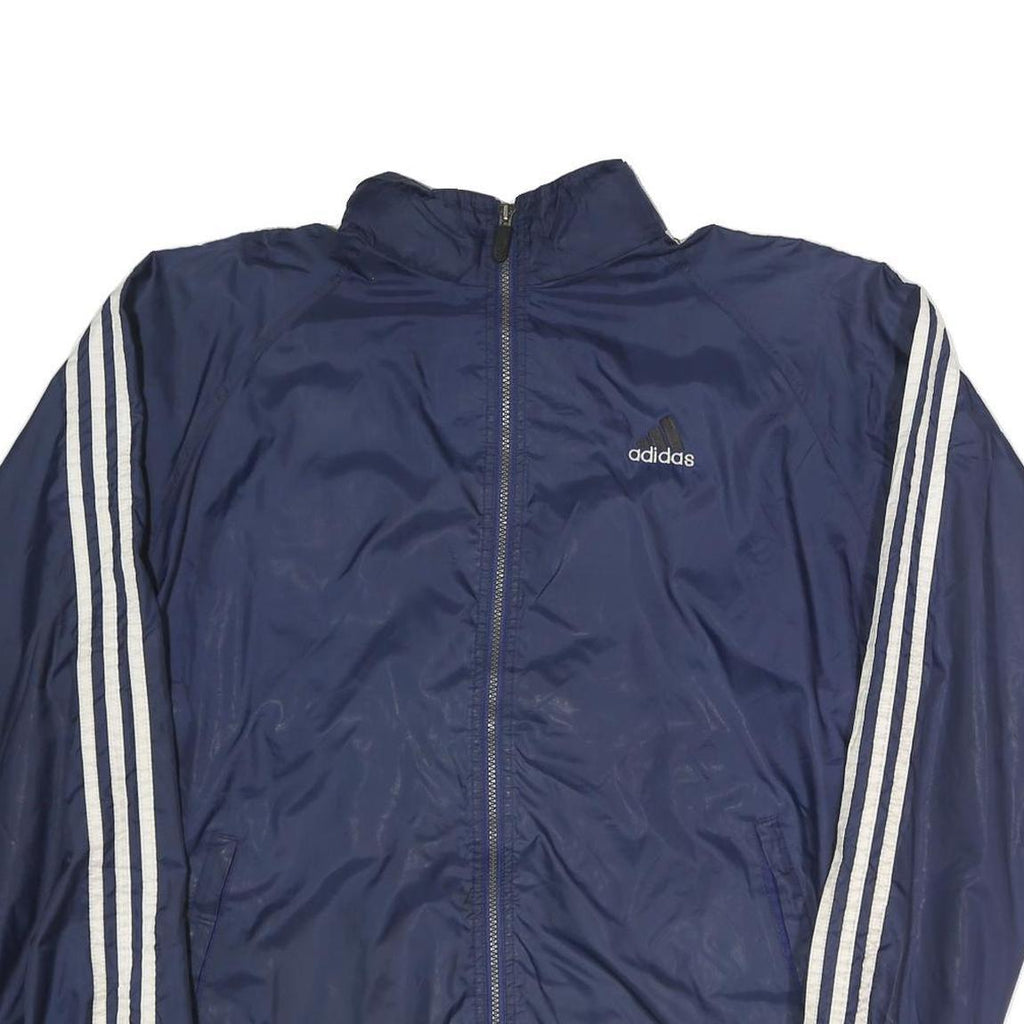 ADIDAS Mens Blue & White Track Jacket M Polyester Blend Plain Zip Sportswear