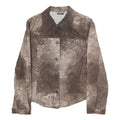 COURT Womens Brown Cotton Blend Button Jacket M Distressed Pattern