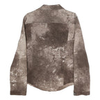 COURT Womens Brown Cotton Blend Button Jacket M Distressed Pattern