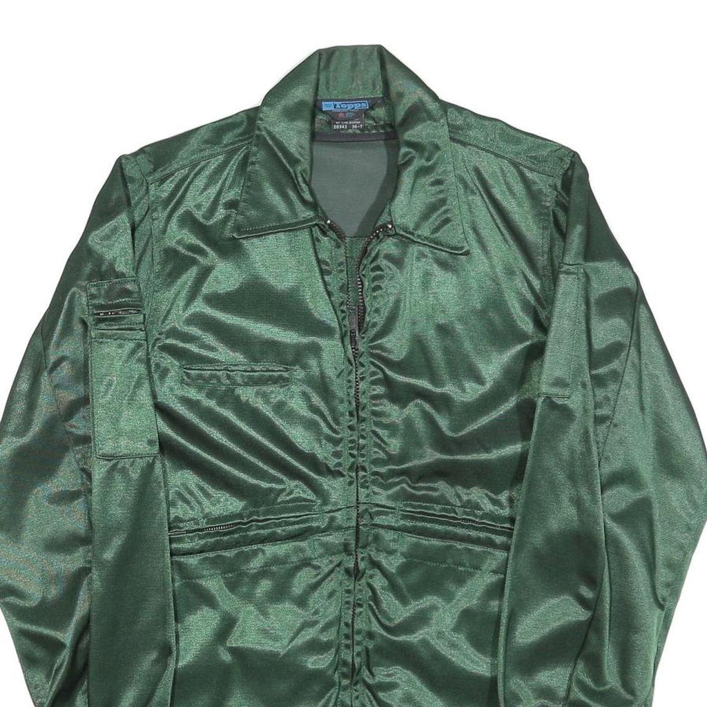 TOPPS Mens Green Jacket S Polyester Blend Plain Zip Closure Casual Lightweight