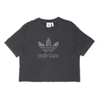ADIDAS ORIGINALS Womens Black Graphic Crop T-Shirt M Crew Neck Short Sleeve