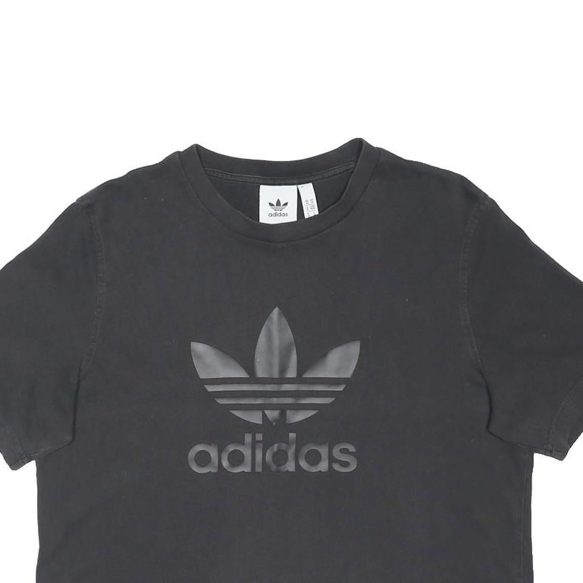 ADIDAS ORIGINALS Womens Black Graphic Crop T-Shirt M Crew Neck Short Sleeve