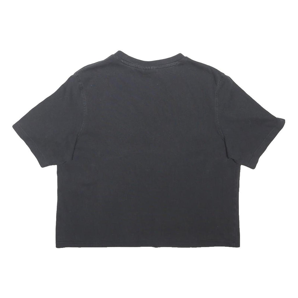 ADIDAS ORIGINALS Womens Black Graphic Crop T-Shirt M Crew Neck Short Sleeve