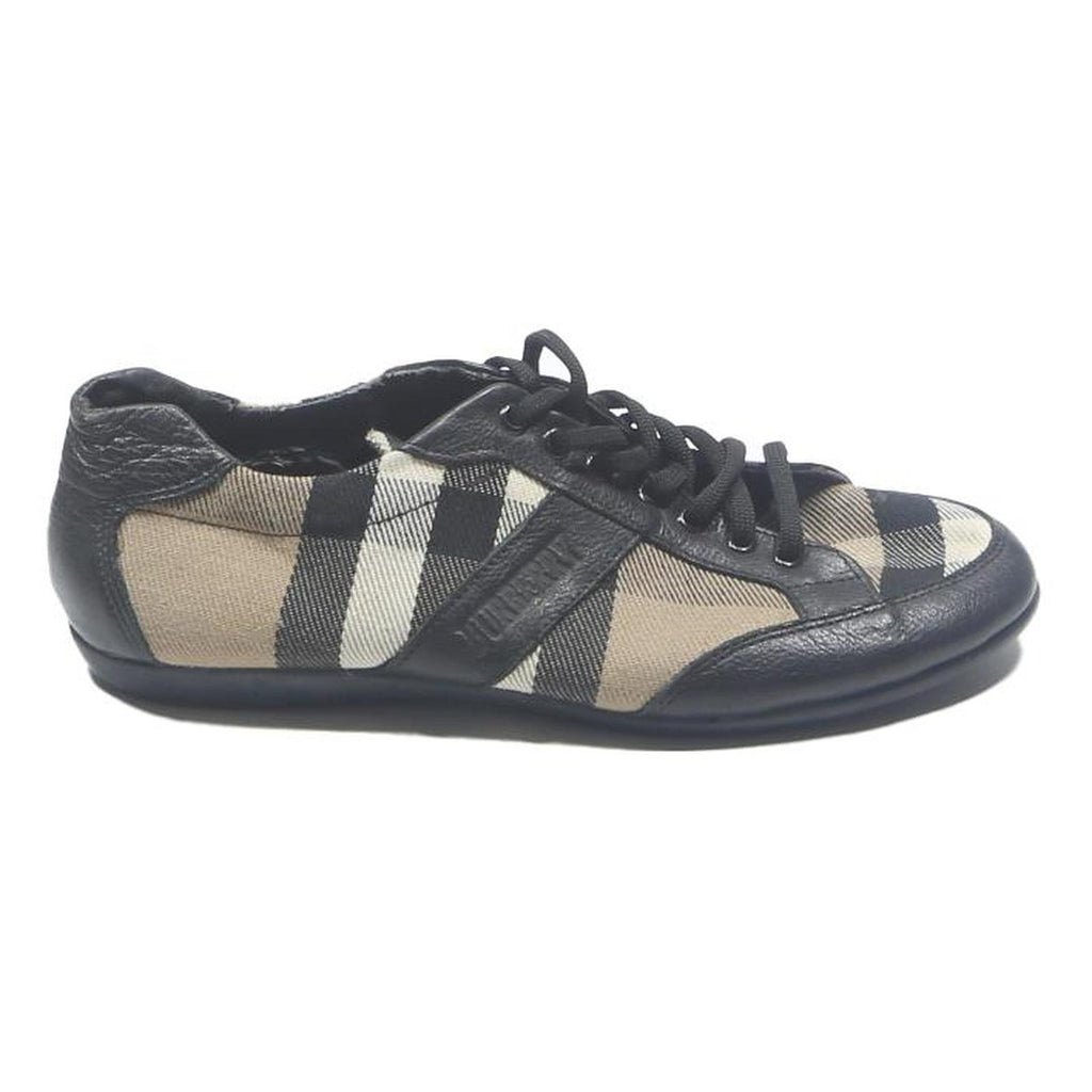 BURBERRY Womens Check Pattern Canvas Trainers Black & Beige UK 5 Designer