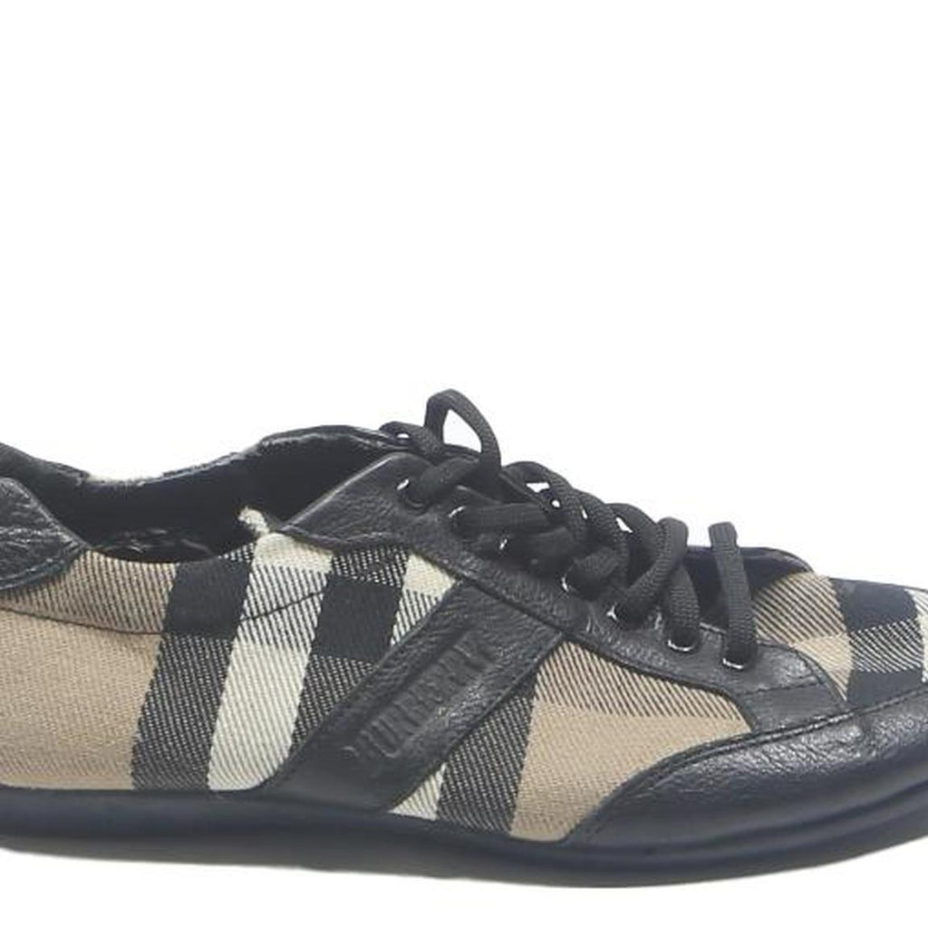 BURBERRY Womens Check Pattern Canvas Trainers Black & Beige UK 5 Designer