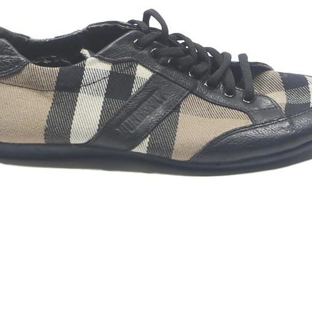 BURBERRY Womens Check Pattern Canvas Trainers Black & Beige UK 5 Designer