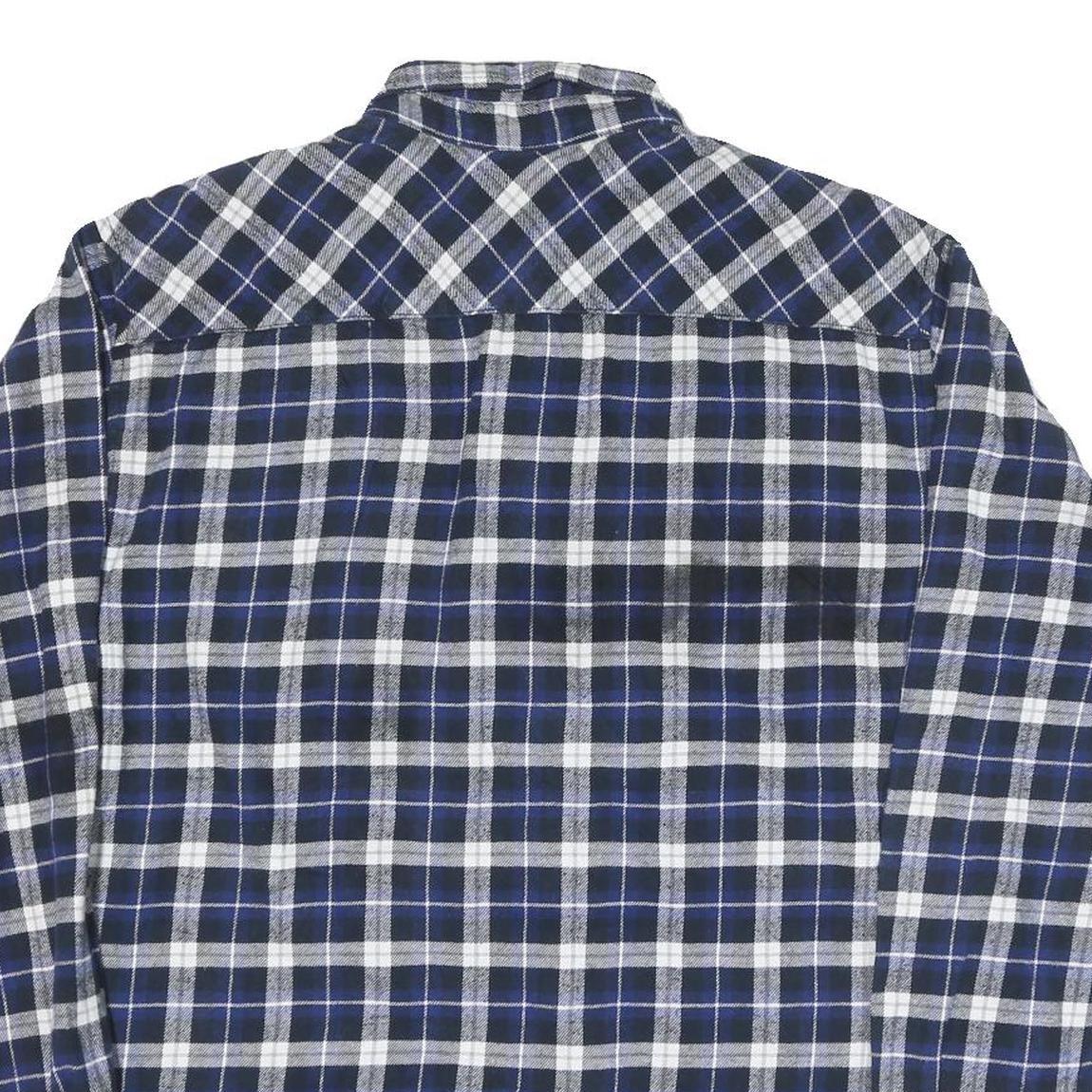 LINCOLN Mens Blue & White Check Shirt L Long Sleeve Cotton Blend Casual