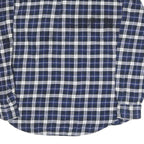 LINCOLN Mens Blue & White Check Shirt L Long Sleeve Cotton Blend Casual