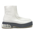 CHARLES & KEITH Womens White Leather Ankle Boots UK 5 Chunky Sole Fashion