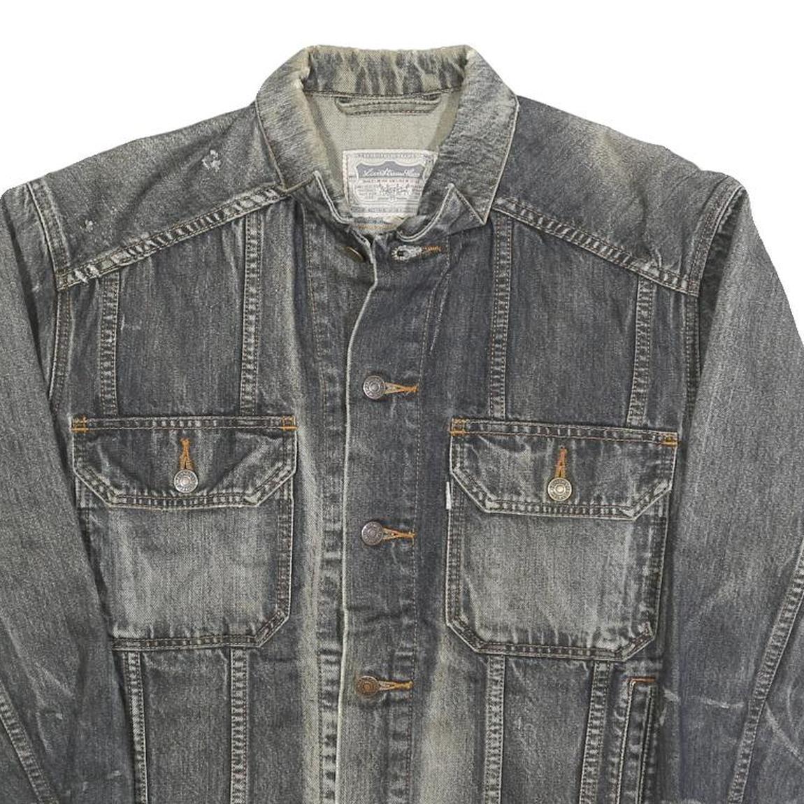 LEVI'S Mens Black Denim Button Jacket S Cotton Classic Casual Retro Style